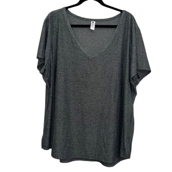 Velocity 2X Gray V-Neck Short Sleeve Top - Picture 1 of 6